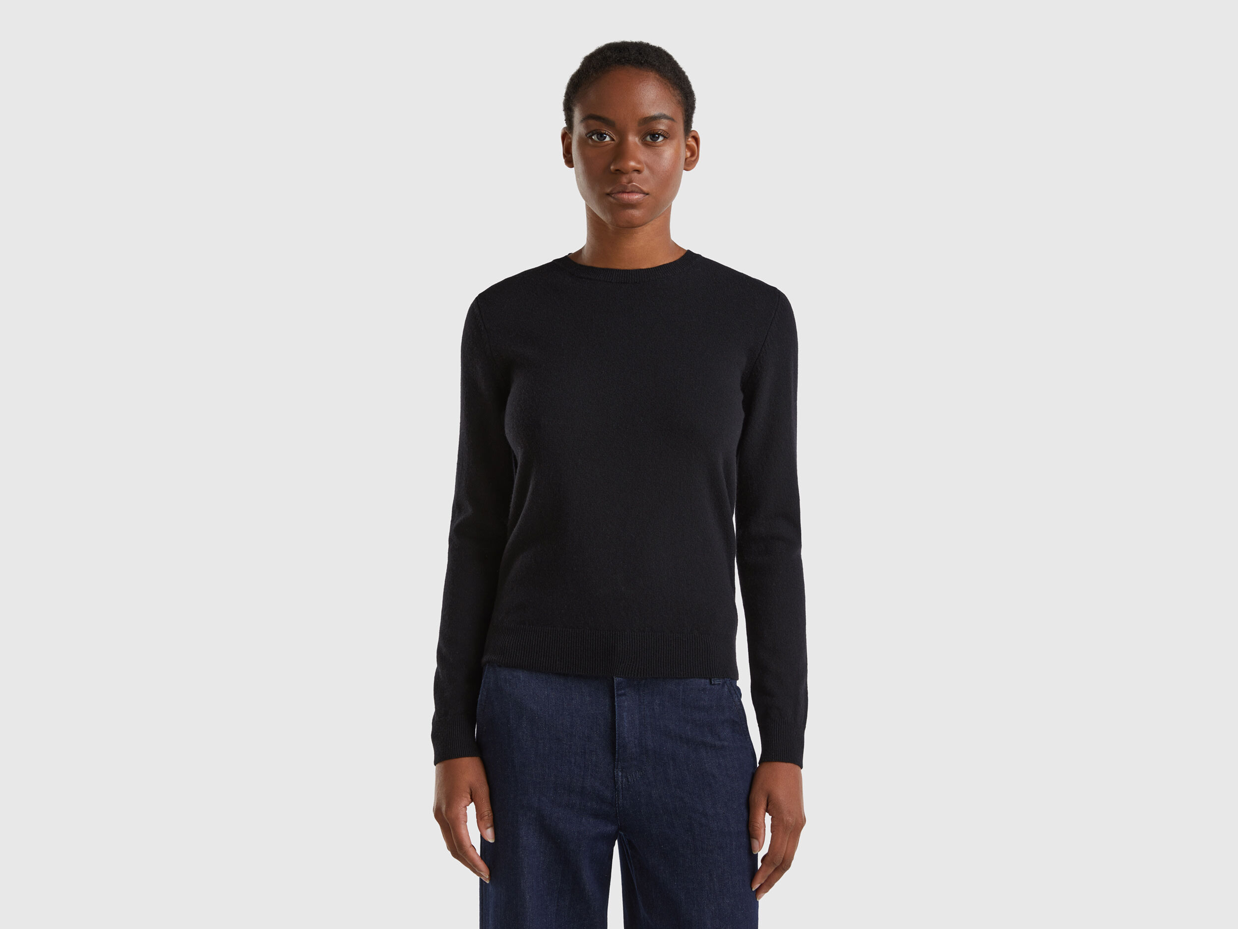 Pull col rond deals noir femme