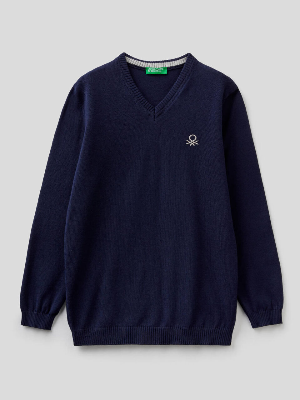 Pull avec col en V 100% coton image number 1