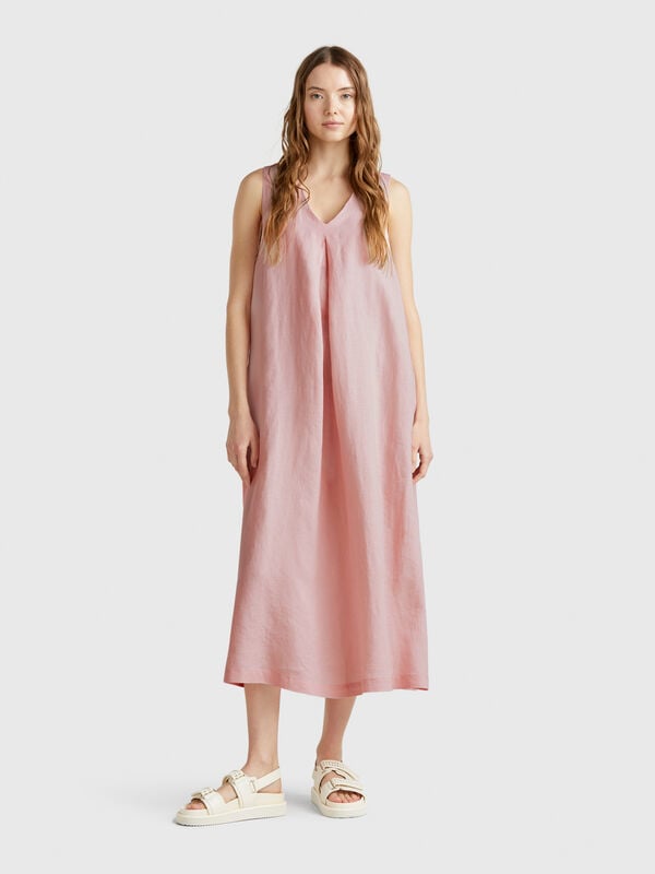 Robe sans manches en pur lin Femme