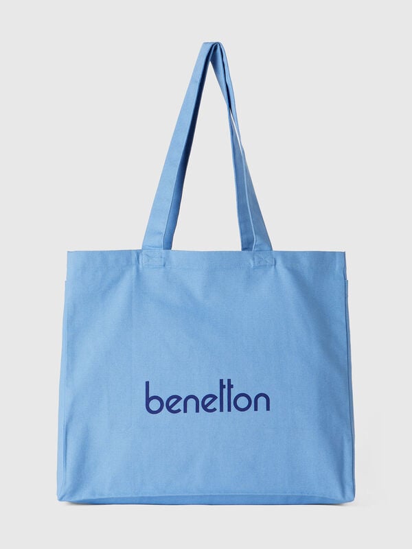 Sac cabas bleu ciel en pur coton