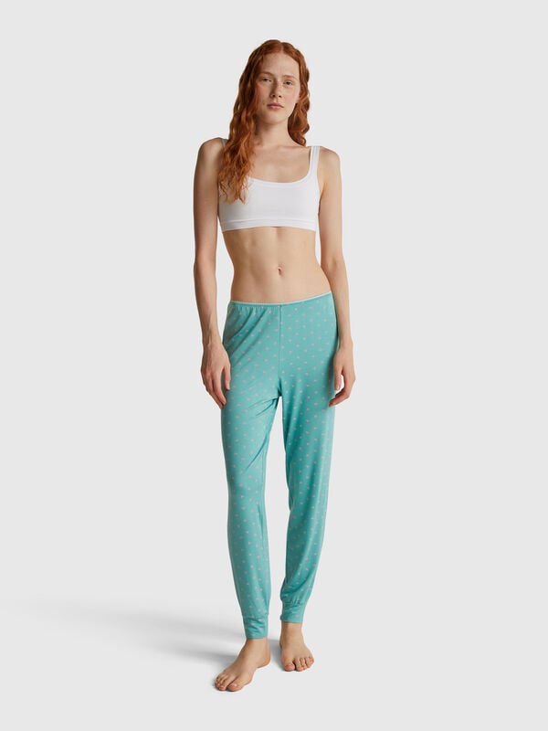 Pantalon bleu clair avec imprimé cœur Femme
