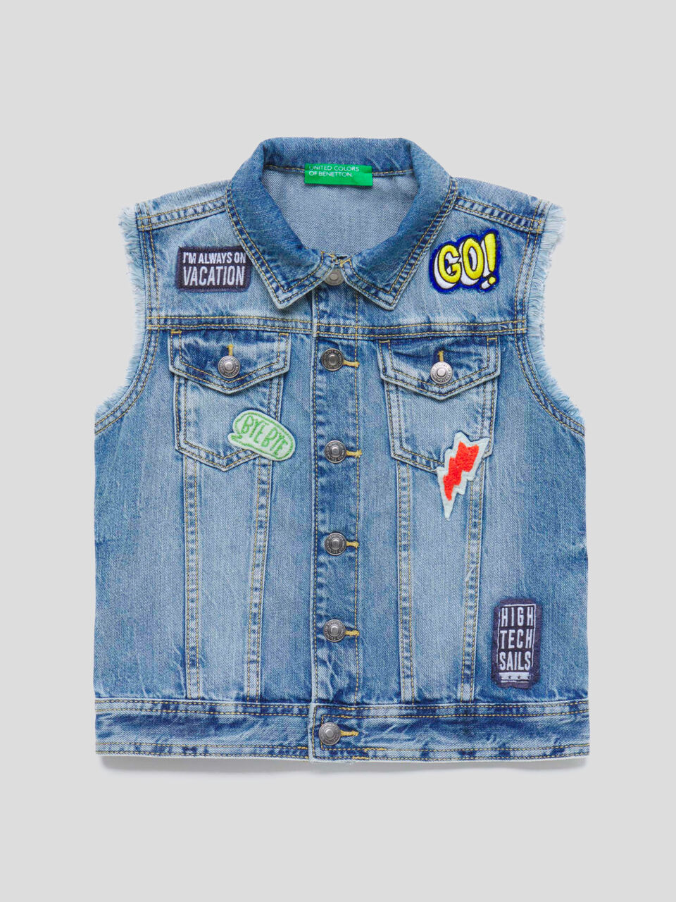 Veste sans manches en denim avec patch image number 1