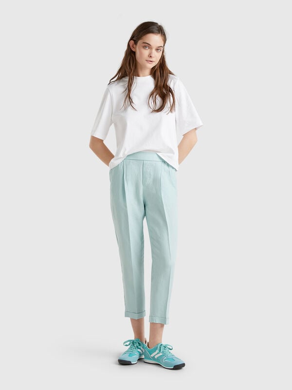 Pantalon court en 100% lin Femme