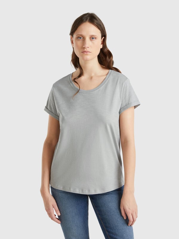 T-shirt à manches courtes en coton léger Femme