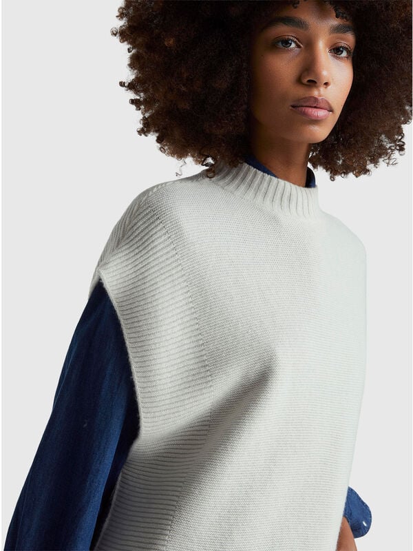 Gilet col roulé en laine mélangée Femme