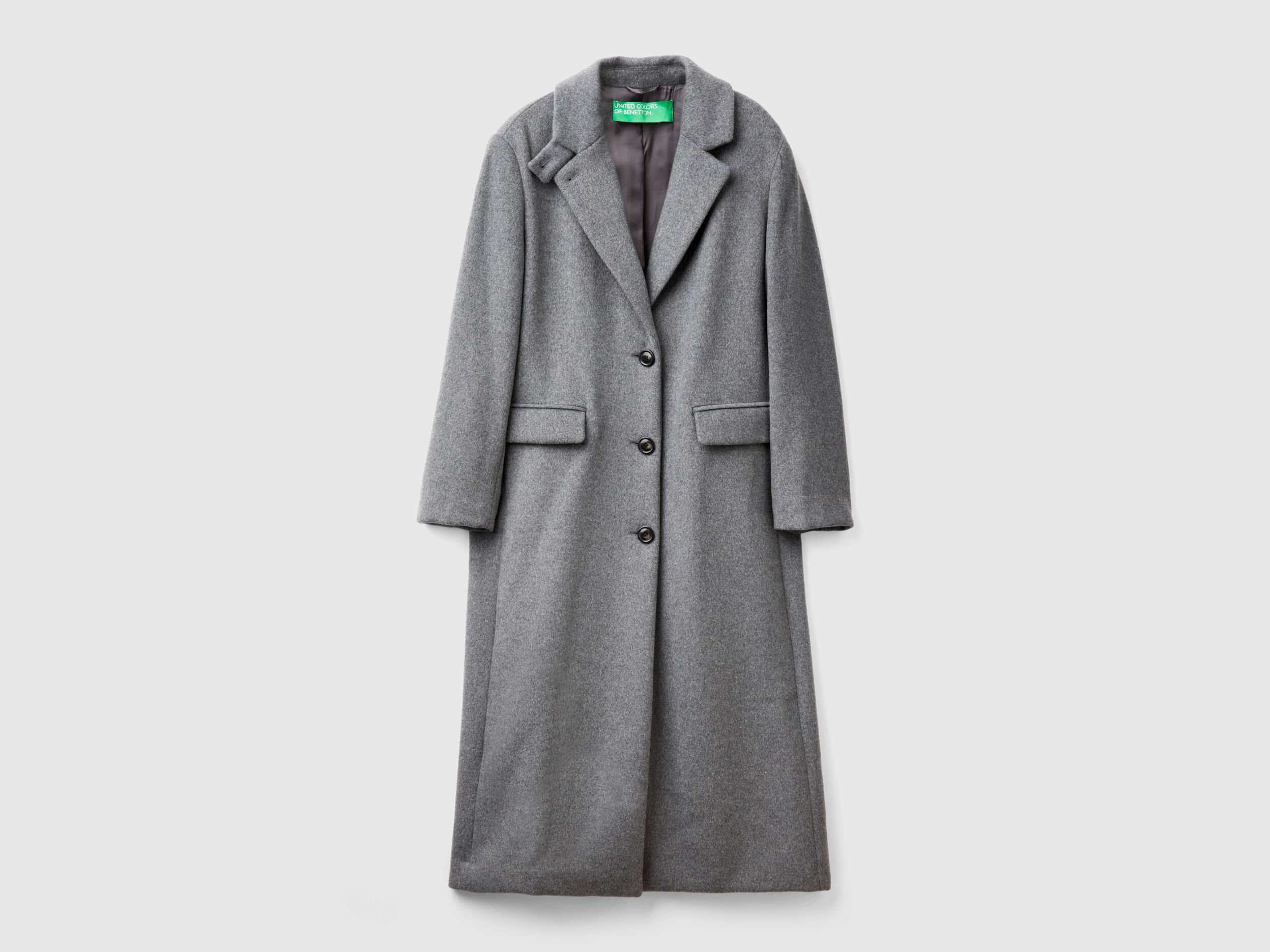 Manteau long double Gris Benetton