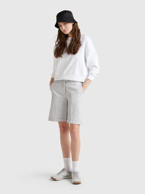 Bermuda avec revers en coton stretch Femme
