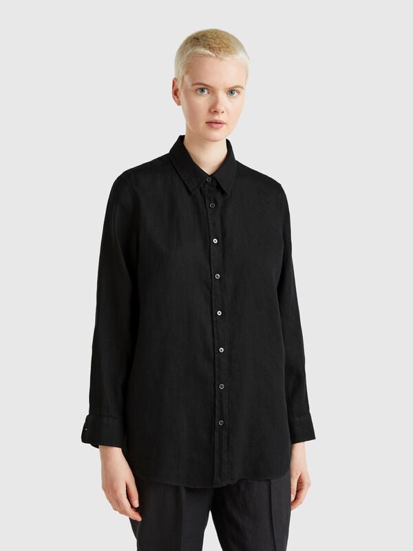 Chemise longue en pur lin Femme