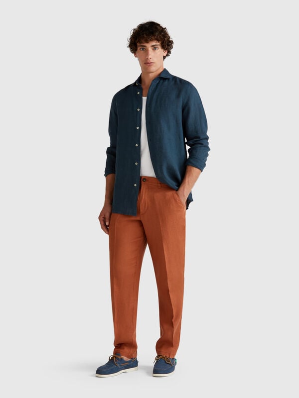 Pantalon palazzo à fines rayures Homme
