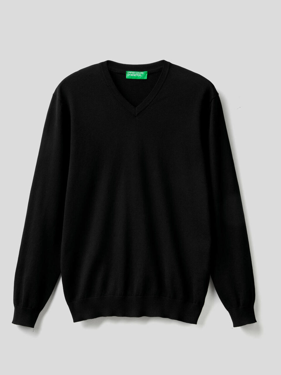Pull en pur coton avec col en V image number 1