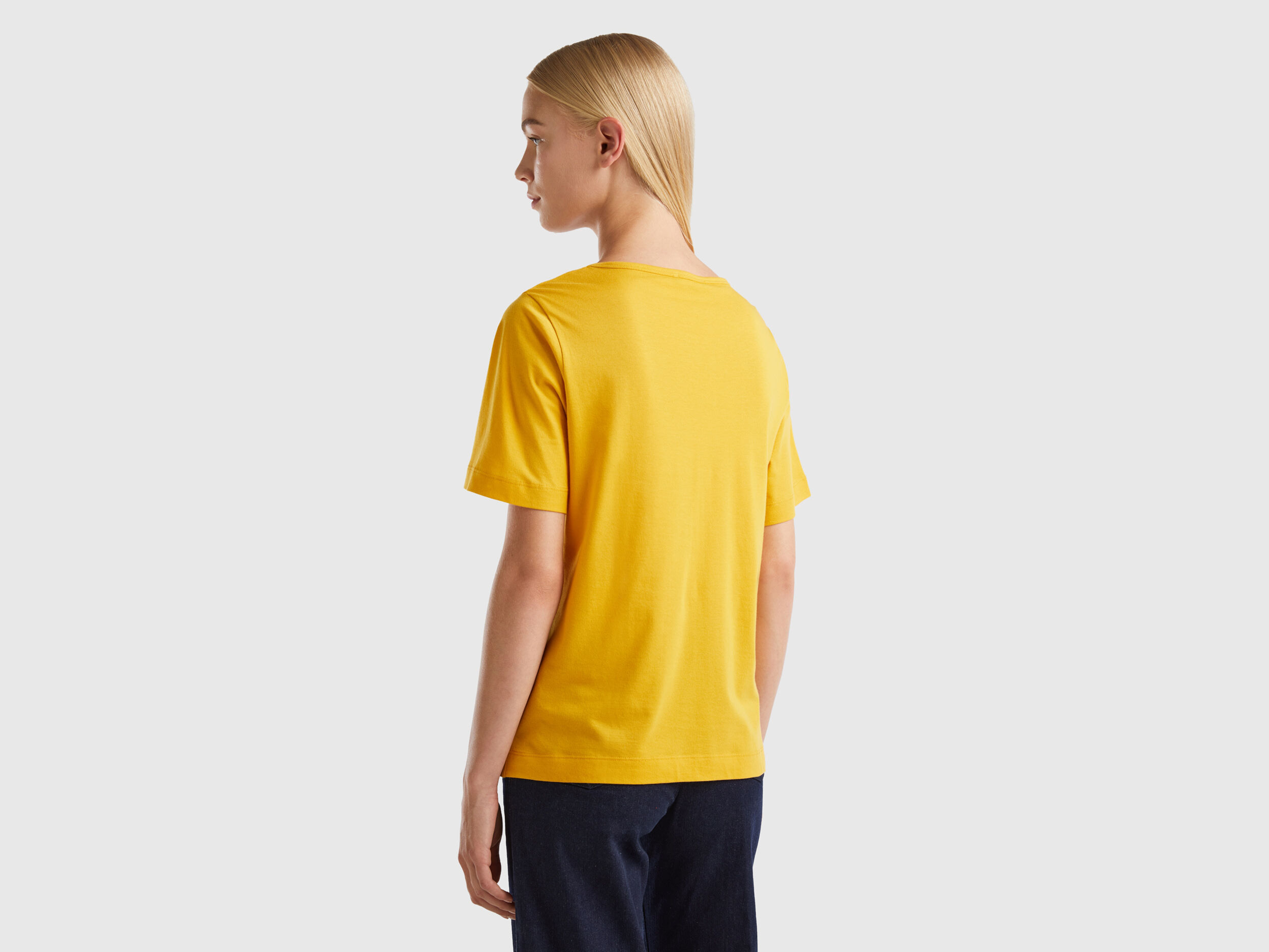 T shirt manches longues femme jaune moutarde top