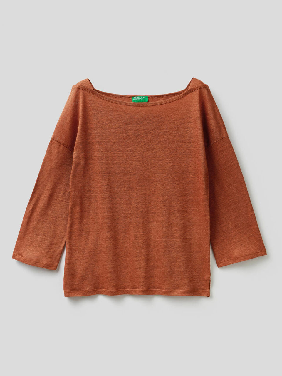 T-shirt en 100% lin avec manches 3/4 image number 1