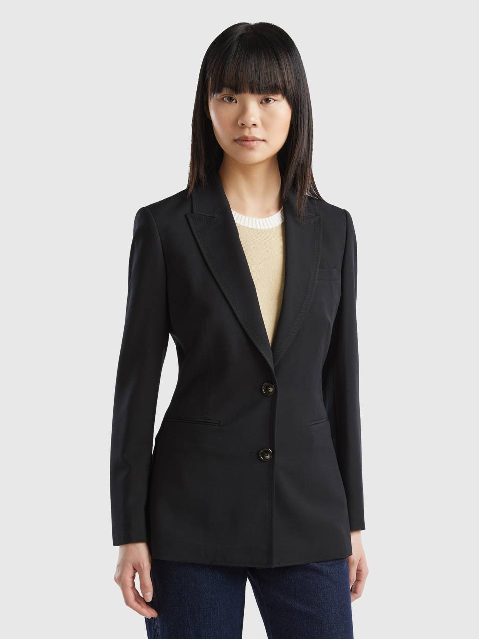Veste ajust e fluide Noir Benetton