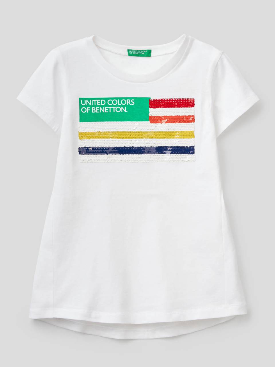 Benetton T-shirt en coton avec paillettes. 1